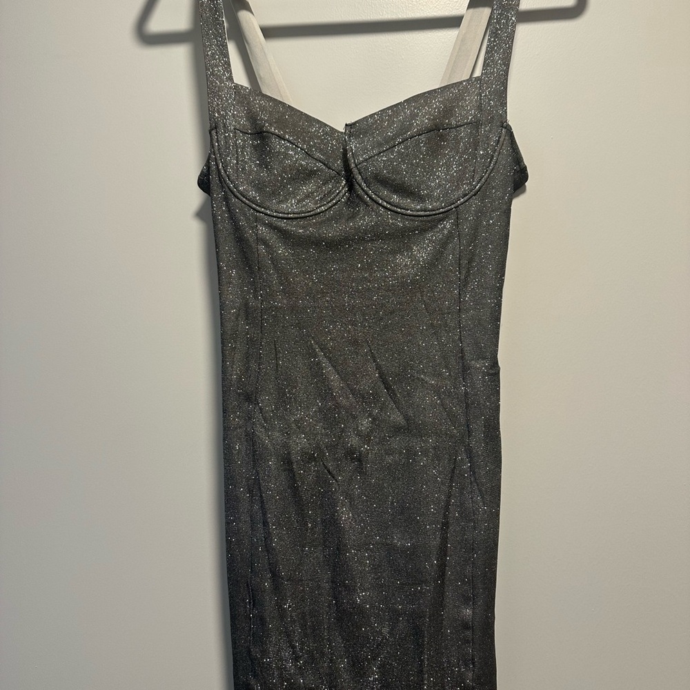Elegant Silver Glitter Dress